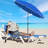 SONGMICS Parasol 160 cm UPF 50+ Tilt & Height Adjustable Beach Umbrella Blue view 9