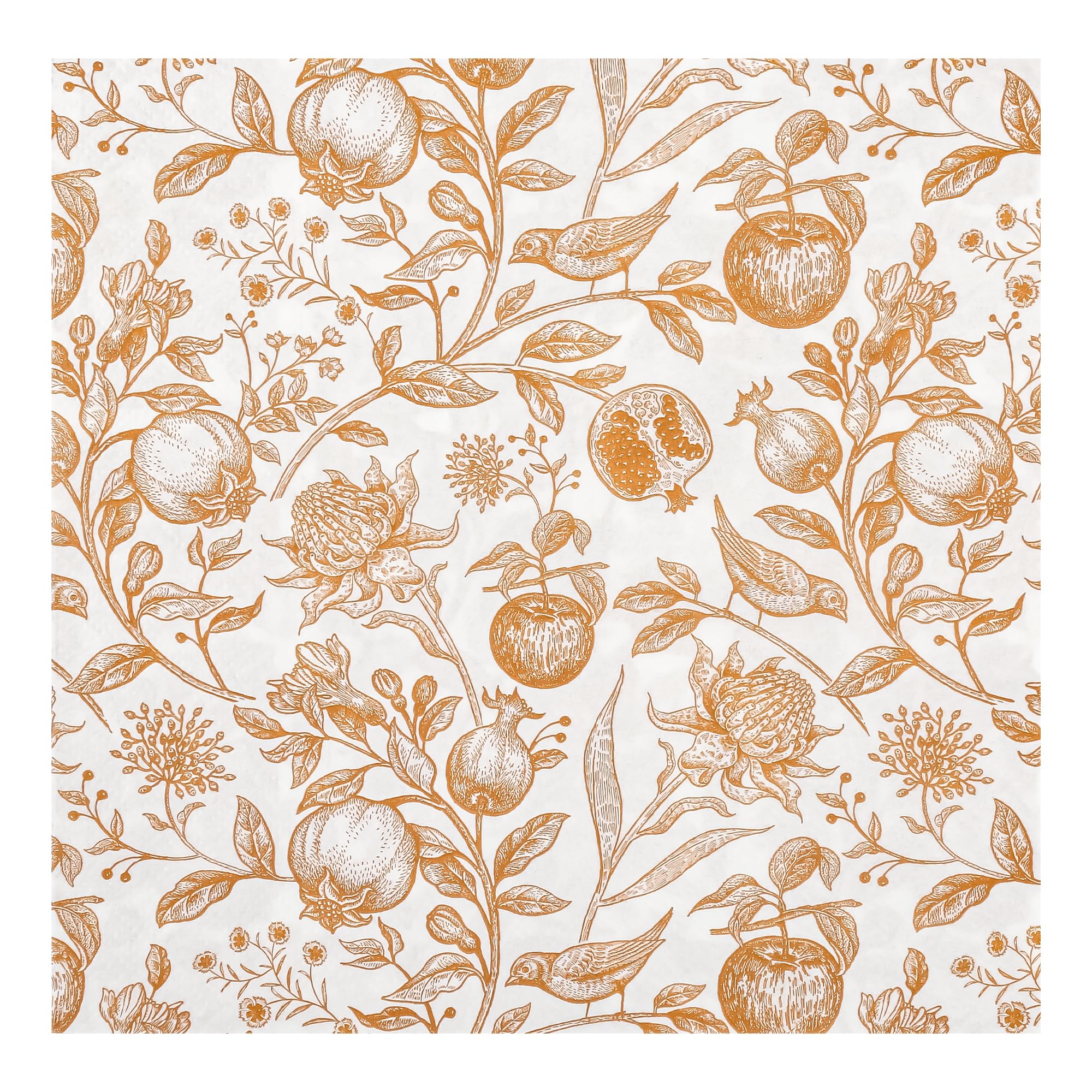 Photo 1 of 100 Floral Paper Napkins Gold Flowers Birds and Fruits Disposable Luncheon Napkins Vintage Japanese Branches Leaves Hand Towels for Wedding Birthday Fall Harvest Party Supplies
