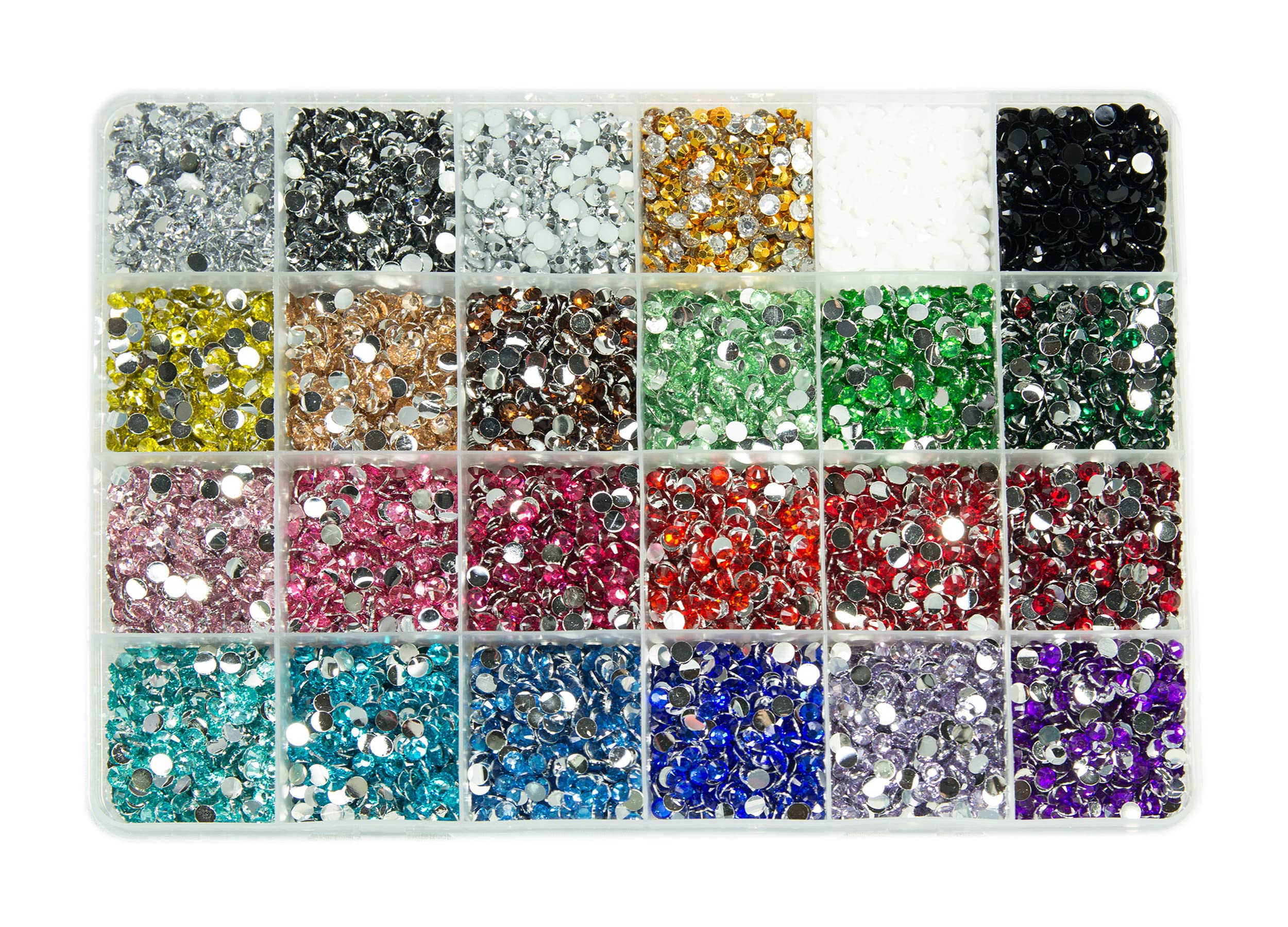 Box of 24 Normal Colours 4mm 12000pcs Flat Back Pearl Beads Crystal Diamantes for Nail Art & Craft Scrapbooking Embellishments