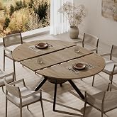 42"-58" Extendable Round Dining Table for 4-6,with Butterfly Leaf | Space‑Saving Modern Oval Dining Table, Storage Shelf &amp; Sturdy Metal Legs, for Kitchen &amp; Dining Room,Office,Apartments
