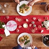 LivinEase 250 GSM Cotton Blend Table Runner 42x240cm Red for Holidays view 8