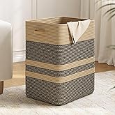 Nunsino 87L Laundry Hamper,Laundry Basket with Leather Handles,Woven Storage Basket for Toys,Pillows,Blankets,Clothes,Dark Brown