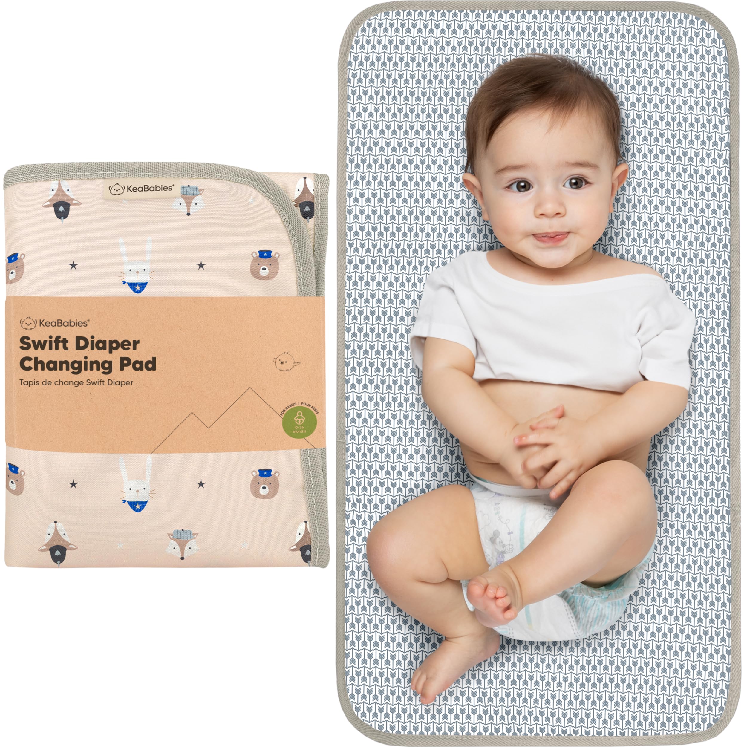 Photo 1 of KeaBabies Portable Diaper Changing Pad, Easy Wipe Clean - Foldable Waterproof Baby Changing Mat for Diaper Bag, Compact, Lightweight, 25x13 Newborn, Infant, Baby Changer Travel Essential (Wild Patrol)