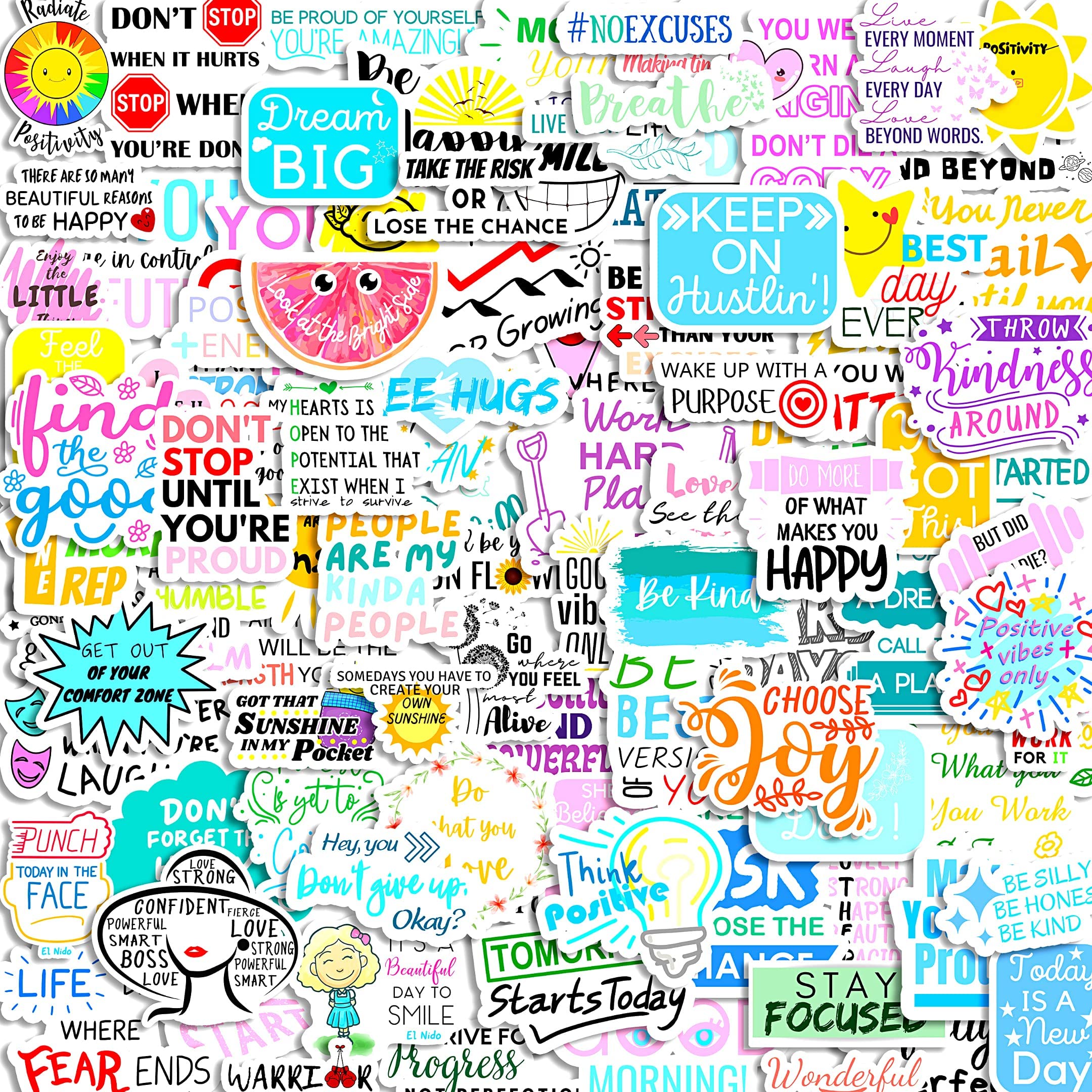 Photo 1 of 100 Inspirational Words Stickers Pack EL Nido Motivational Quote Waterproof Stickers for Teens and Adults, Affirmation Stickers for Teacher, Positive Vinyl Stickers for Water Bottles Laptop Notebooks