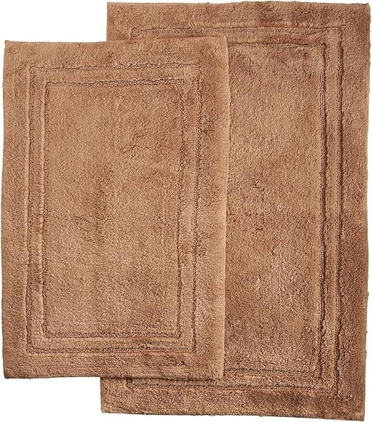 Amazon Com Superior 100 Cotton Bath Rug Set Skid Resistant 2 Piece Latte Home Kitchen