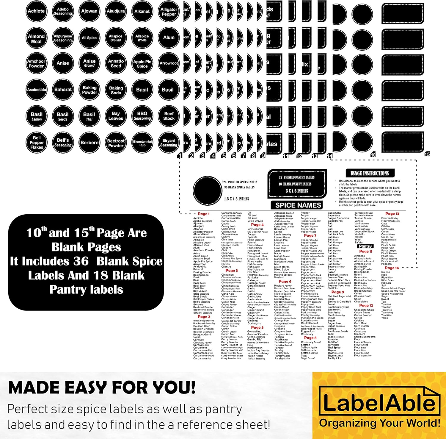 printed pantry labels