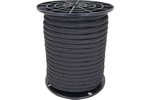 QUALITY NYLON ROPE 3/8 inch Black Polyester Bungee/Shock Cord - 100 Foot Spool | Marine Grade - High UV and Abrasion Resistance