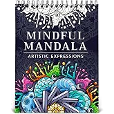 Mandala Coloring Book for Adults, 50 Unique Relaxing Designs, Spiral Bound | Adult Coloring Book for Women & Men, Thick 180gsm Single-Sided Pages, Relaxing Mindful Mandala & Geometric Patterns