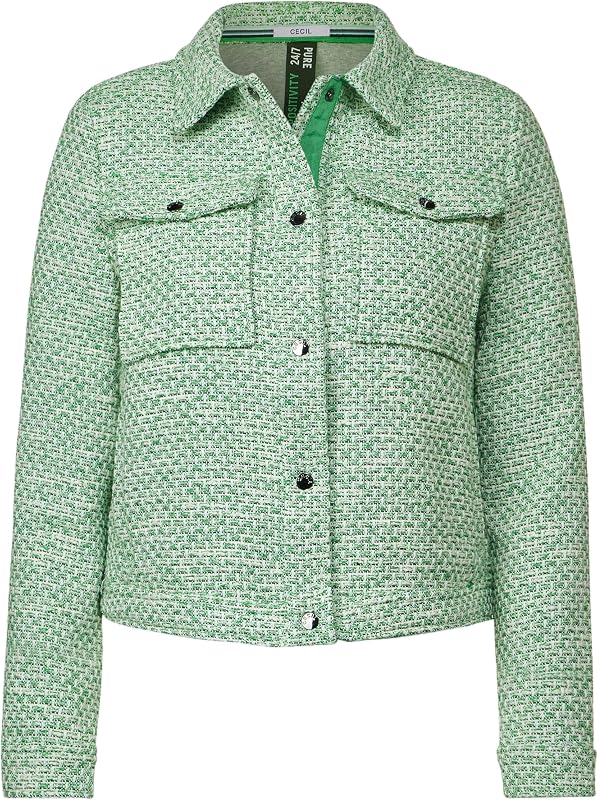 Chaqueta Bouclé, Verde Celery, XXL para Mujer