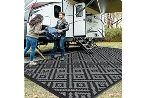 GENIMO Outdoor Rug Waterproof, 10' x 20' Reversible Plastic Straw Rug, Lightweight Large RV Camping Mat for Patio, Deck, Camp