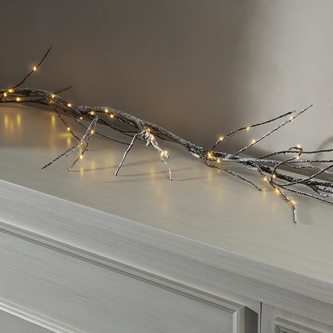 LampLust Twig Branch Garland with Lights 60 Warm White