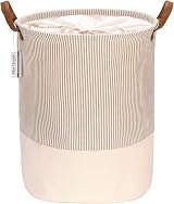 Sea Team Gray Stripe Pattern Laundry Hamper Canvas with PU Handles 17.7 x 13.8 view 1