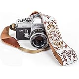 White Woven Vintage Camera Strap for All DSLR Camera. Embroidered Elegant Universal Neck & Shoulder Strap, Floral…