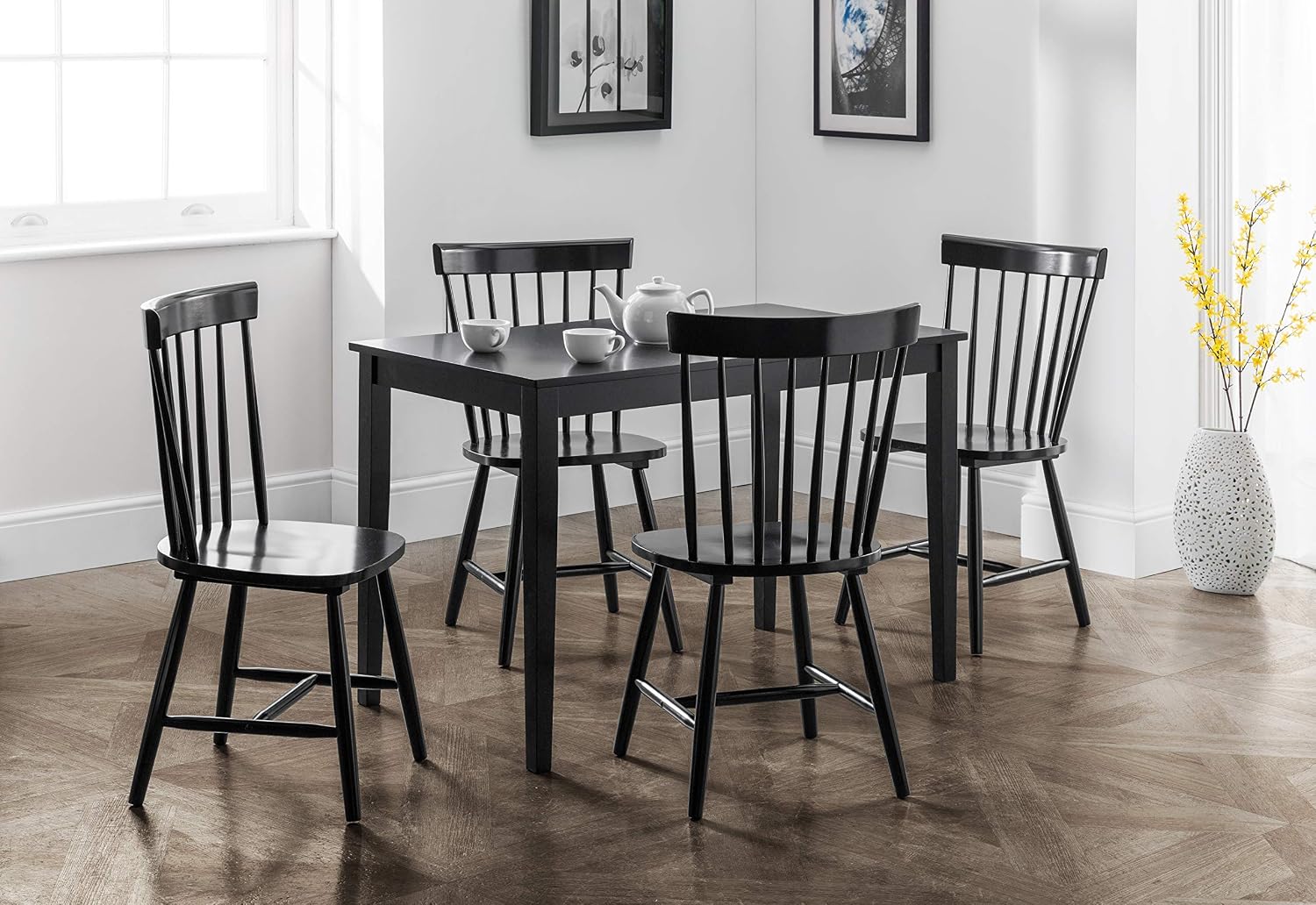 Julian Bowen Black Wood Hudson Dining Table, Height: 76, Width: 114, Depth: 65cm - Image 4