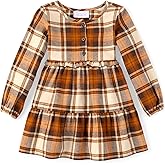 The Children's Place Baby Girls' Plaid Flannel Woven Tiered Dress
