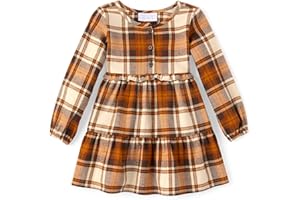 The Children's Place Baby Girls' Plaid Flannel Woven Tiered Dress