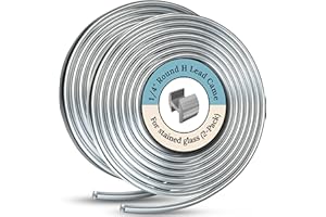 Glassco Lead Came - 1/4'' Round H Lead Came for Stained Glass - 6 Ft 2 Pk H Channel Lead Hobby Came for Stained Glass Supplies