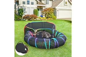 PLITTPETTS Outdoor Cat Enclosures, Portable Rainbow Catio Playground with Storage Bag & 4 Tent Stakes for Cats and Small Animals, Foldable Cat Playpen with Tunnel for Outside and Indoor Play