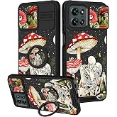 Funermei for Moto G 5G 2025/2026/G Play 2026 Case, Ring Stand, Skull | Slide Camera Protection, Dual-Layer Hard PC Construction, Cute Girly Phone Cover for Women and Girls