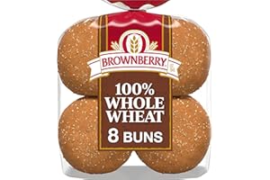 Brownberry Whole Wheat Buns, 8 count, (2 oz each), Hamburger Buns, 16 oz Bag