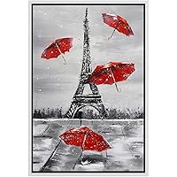 SIGNWIN Framed Canvas Wall Art Paris Eiffel Tower Canvas Prints Home Artwork Decoration for Living Room,Bedroom - 16x24 inches