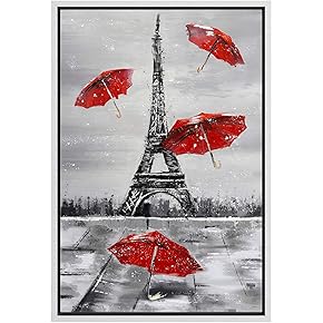 SIGNWIN Framed Canvas Wall Art Paris Eiffel Tower...