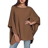 PULI Women's Pullover Poncho Sweater Oversized Loose Fit Soft Shawl Wraps Fitting Baggy Tops for Fall Winter