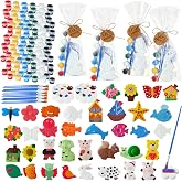 HyDren 18 Sets Ceramic Painting Kit with Paints Brushes Magnets, 202 Pcs | Various Styles, Paint Your Own Figurines, Marine Animals, Flowers Plants Crafts, Girls Boys Art Activity Party Favors