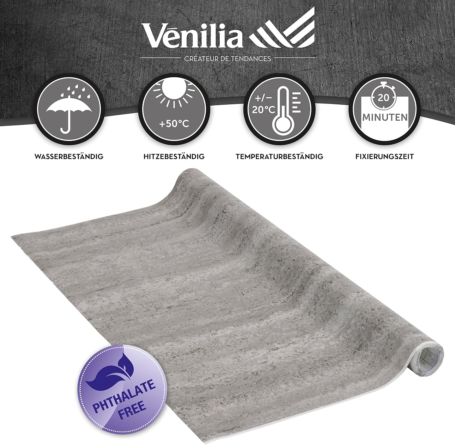 Venilia 53134 Industrial Look, Concrete, Decorative, Furniture, Wallpaper, Self-Adhesive Film, PVC, Phthalate-Free, Grey - Image 3