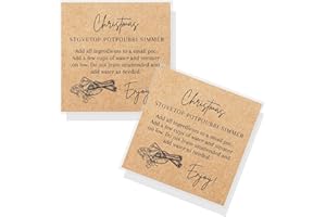 CRAFTERS CUP Christmas Stovetop Potpourri Simmer Instruction Cards | 30 Pack | 2.5 x 2.5" inches Square Card | Potpourri | Kraft Christmas Design