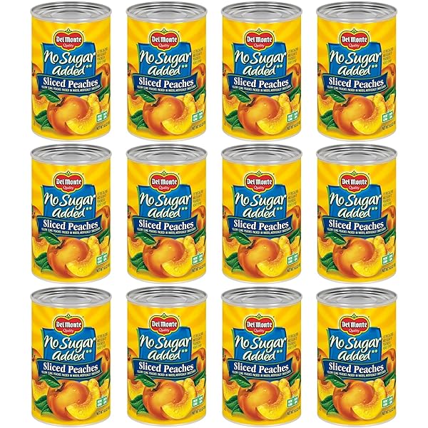 DEL MONTE NO SUGAR ADDED YELLOW CLING SLICED CANNED PEACHES, 14.5 OZ CAN (PACK OF 12)