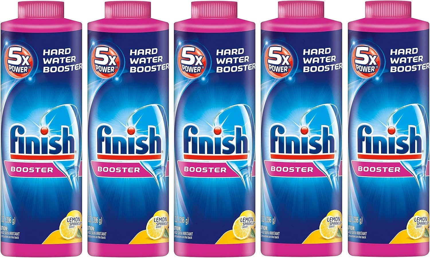 Finish Hard Water DishwasheraRUenH Powder Booster, 5X Power, Lemon Sparkle, 5Pack