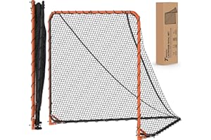 TUBAGOU Portable Lacrosse Goal Net Folding Lacrosse Nets for Backyard for 6’x6’x7’ Goals, Official Size Heavy Duty 4mm UV Treated Black & White Lacrosse Training Net, Backyard & Team Practice