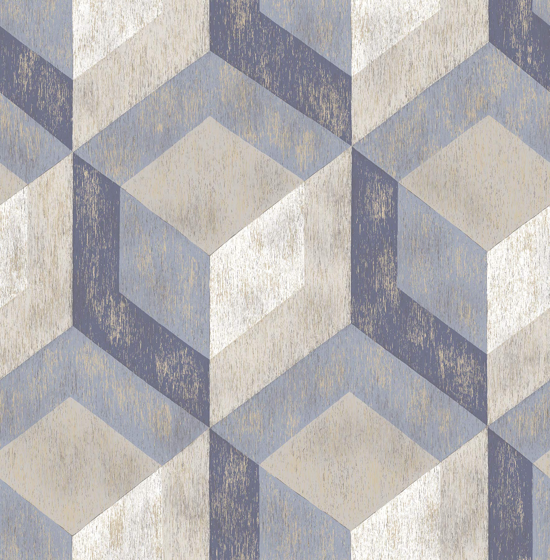 BHF FD22311 "Blue and Grey Reclaimed Rustic Wood Tile" Wallpaper - Blue