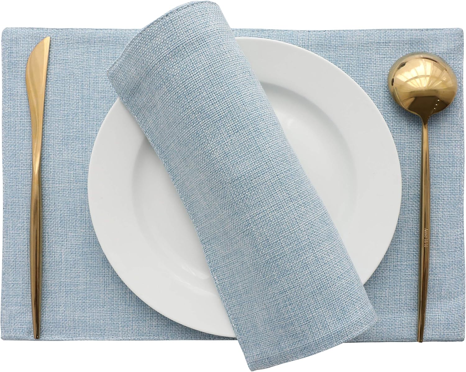 Home Brilliant Placemats Set of 6 Heat Resistant Dining Table Place Mats for Kitchen Table, Blue: Home & Kitchen