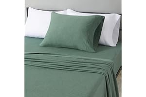 �鶹�� Basics 100% Cotton Jersey Bed Sheet Set, Twin, Olive (Melange), Solid