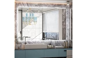 TETOTE 55 x 36 Inch LED Mirror Bathroom Backlit,Anti Fog,Dimmable,Vanity Lighted Mirror,(Horizontal/Vertical)