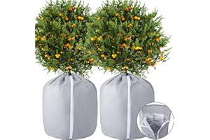 Tlswshsy 2PCS Plant Winter Protection Pot - 27.6" x 25.6" Flower Pot Protection Bag - Anti-Frost Winter Pot Plant Cover with Drawstring and Zipper for Winter Outdoor Fruit Trees Potted Plants Shrub