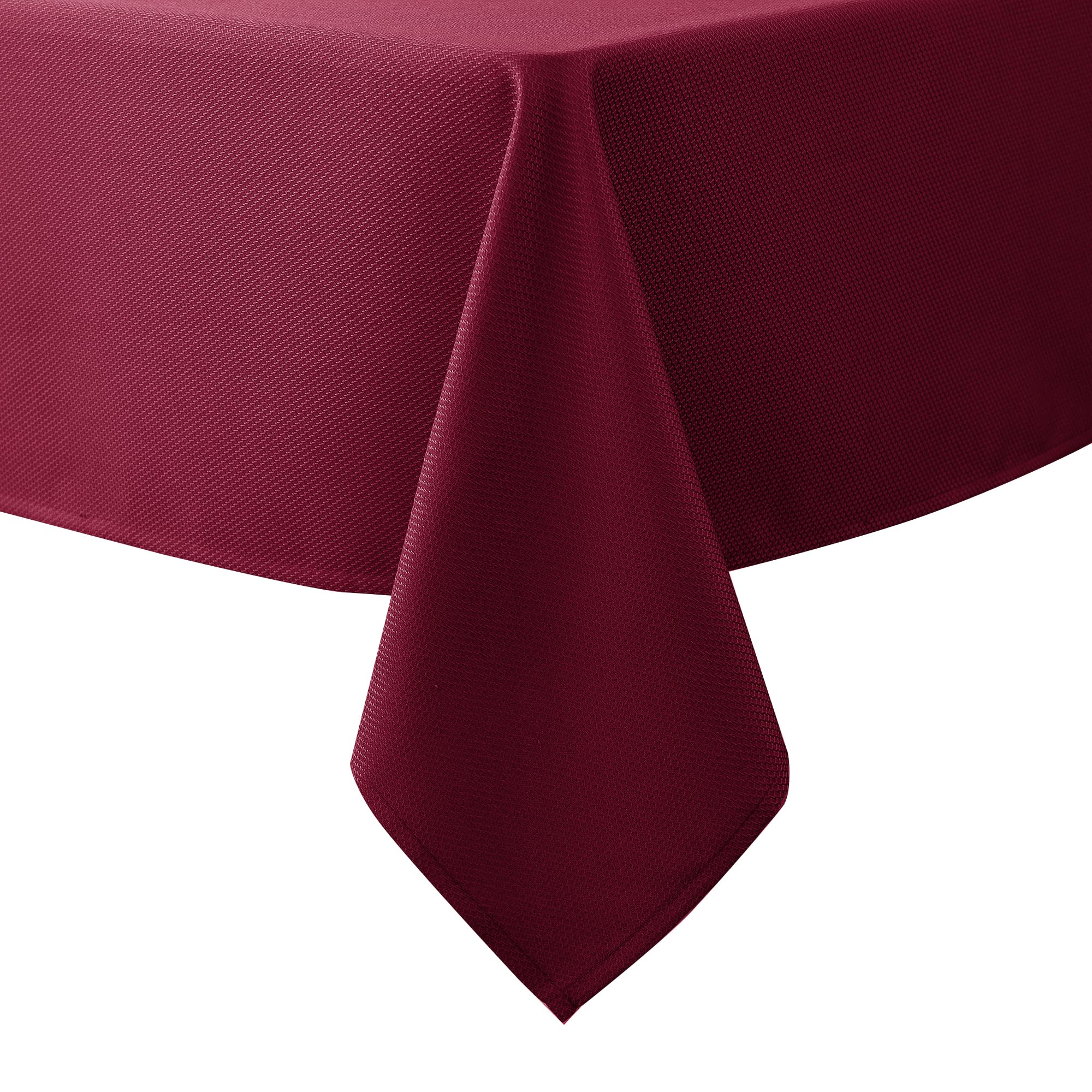Biscaynebay Textured Fabric Christmas Rectangle Table Cloth 90x156 Inch, Burgundy Water Resistant Tablecloths for Dining, Kitchen, Wedding, Parties etc. Machine Washable
