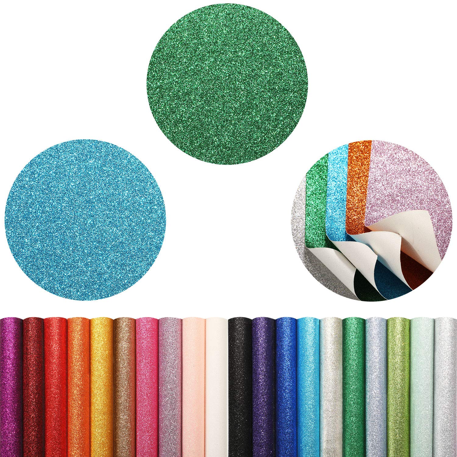 WILLBOND 20 Pieces Shiny Glitter Faux Leather Sheets PU Faux Leather Fabric Sheet for DIY Crafts Wedding Sewing Making Earrings Crafts Hair Bows Clips Decoration Favors, 8.3 x 11.8 Inches