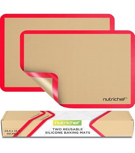 Full Size Silicone Baking Mats (2 Pack) - 17x25 Inch Non-Stick Liner For Cookies, Macarons, Cakes & More - Dishwasher Safe