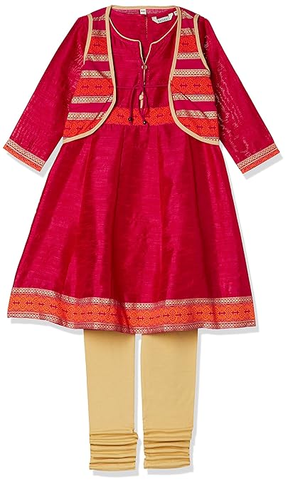 Girls' Straight Regular Fit Salwar Suit(Colors & Print May Vary)
