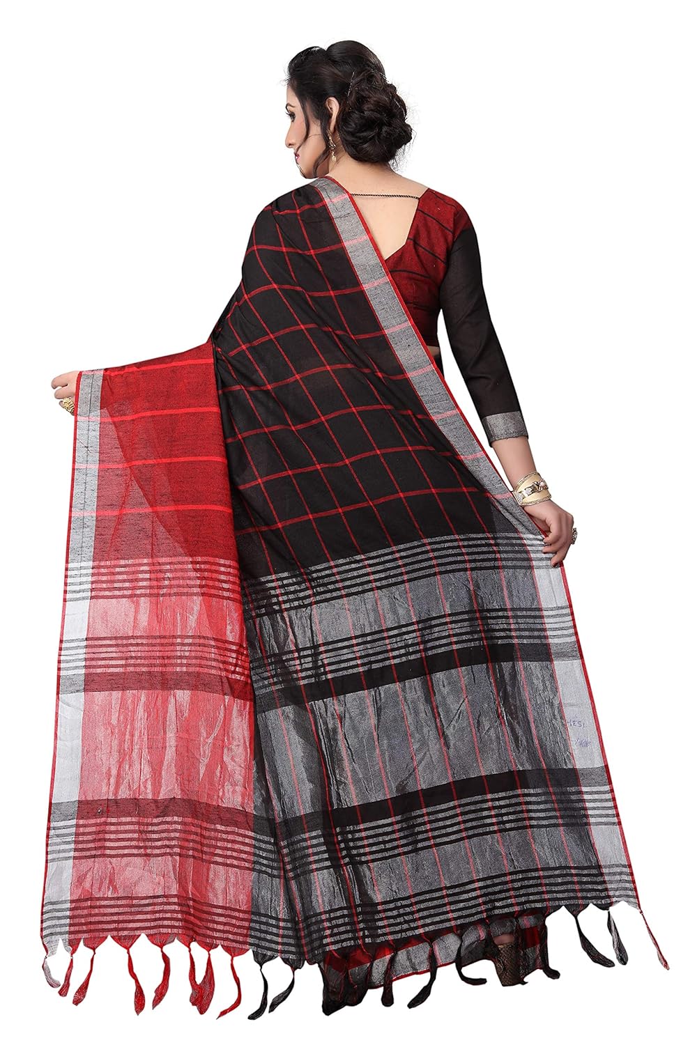 perfectblue linen saree with blouse piece