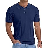 Sailwind Mens Knit Polo Shirts Short Sleeve Ribbed Textured Polo Shirt Casual Golf Shirts Collared T Shirt