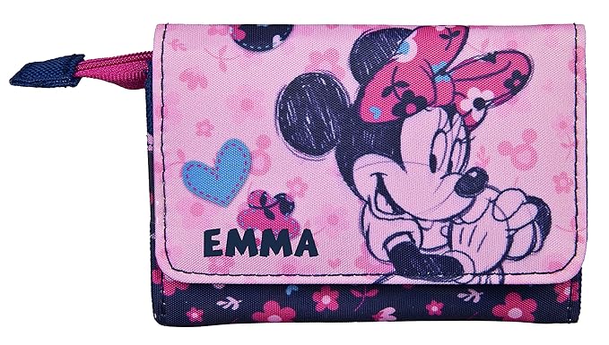 Geldbeutel mit Namen | Personalisieren & Bedrucken | Minnie Mouse | Geldbörse für Kinder | Portmonee Mädchen | Kindergeldbeut