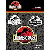 Jurassic Park Logo Decals - Set of 3 Color and Black/White Waterproof Vinyl Stickers for Car Truck Water Bottle Laptop Skateboard - Jurassic World Stickers