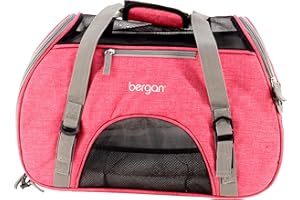 Coastal Pet Bergan Comfort Carrier - Breathable Travel Carrier for Dogs & Cats - Heather Berry, 19" x 10" x 13"