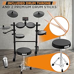 Pyle 7-Piece Electric Drum Set, Electronic Drumming