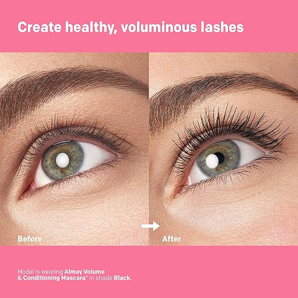 ALMAY VOLUME & CONDITIONING MASCARA, HYDRATING ALL DAY WEAR, 40 BLACKEST BLACK WATERPROOF, 0.27 FL OZ
