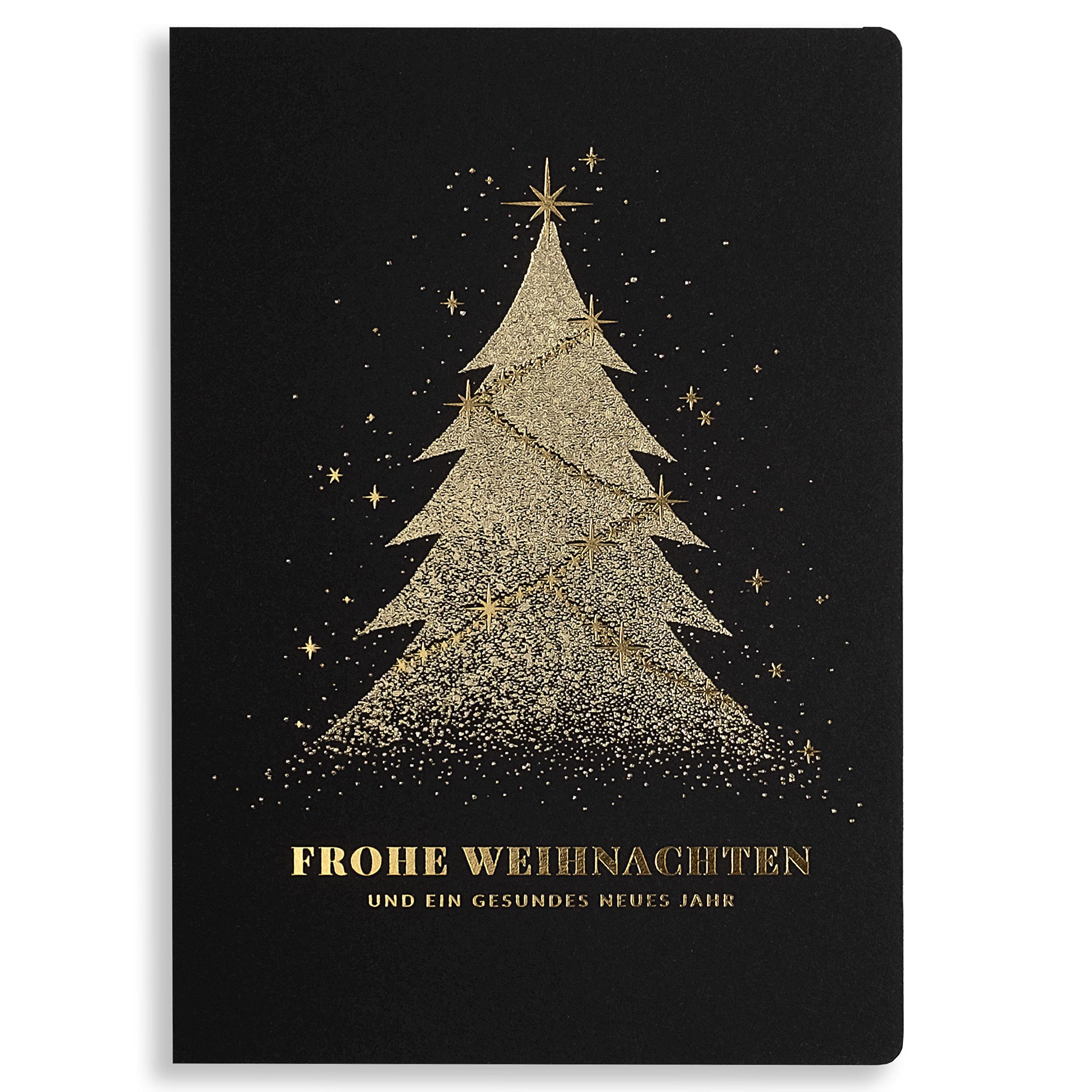 Art Nuvo – Exclusive Christmas Cards No. 39 – Set of 10 Same Cards, 120 x 170 mm, Gold Plated and Embossed Christmas Motifs – Made from Jewellery Paper and Colourful Paper with Inserts and around